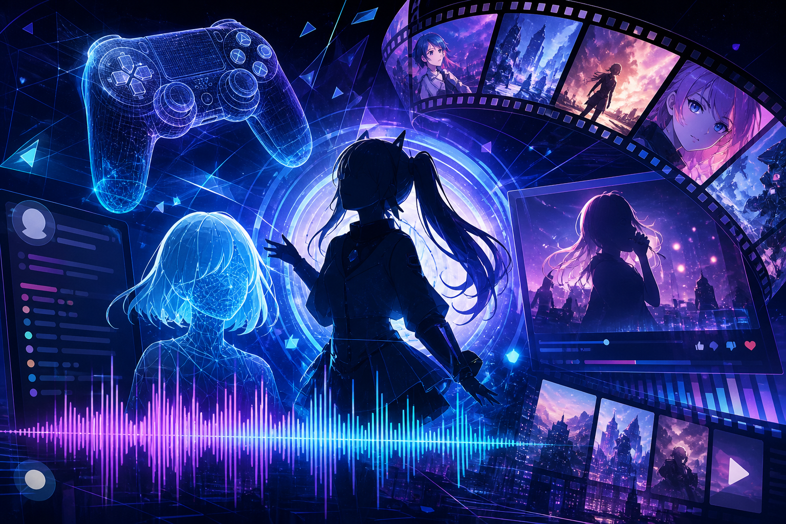 AI VTuber、ゲーム、音楽、映像制作をまとめた国内AIエンタメ速報のビジュアル